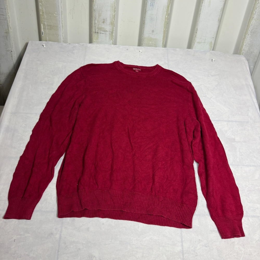 Merona Mens Pullover Sweater Red Knitted Crew Neck Long Sleeve Outdoor Size XL